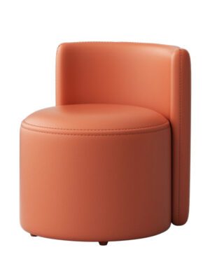 Orange modern curved upholstered accent chair - Sleek single seating for living room & contemporary interior decor