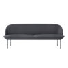 Black modern minimalist bench with slim metal legs - Upholstered seating for living room, entryway & contemporary home spaces