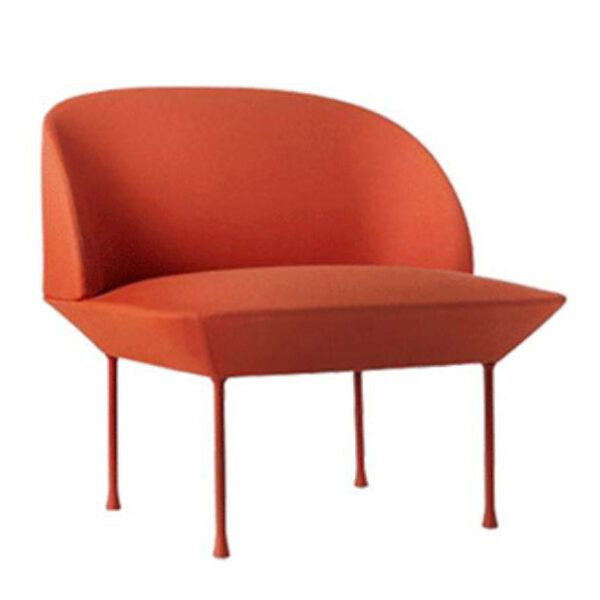 Orange modern accent chair with slim legs - Stylish upholstered single seating for living room & contemporary interiors