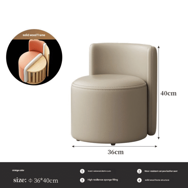 Khaki modern curved upholstered accent chair (product display with texture detail) - Stylish single seating for living room & contemporary home decor