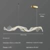 Modern wavy LED pendant light with 100cm length, 150cm adjustable hanging wire, and starry acrylic lampshade for dining room and kitchen island.