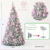 210cm No-Light Telescopic Folding Christmas Tree - Pre-decorated with 30 pink bows, 56x4cm/25x6cm/25x8cm pink ornaments, one-pull molding easy storage holiday decor