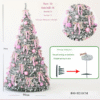 210cm No-Light Telescopic Folding Christmas Tree - Pre-decorated with 30 pink bows, 56x4cm/25x6cm/25x8cm pink ornaments, one-pull molding easy storage holiday decor
