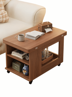 Modern wooden coffee table with storage drawers for living room