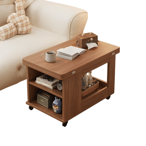 Modern wooden coffee table with storage drawers for living room