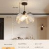 40cm Petal-Style Acrylic Pendant Light (3-Color Dimming 3000K-6000K) with Walnut & Gold Accents for 0.5-10㎡ Spaces