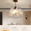 50cm Petal-Style Acrylic Pendant Light (3-Color Dimming 3000K-6000K) with Walnut & Gold Accents for 6-11㎡ Spaces