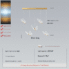 5-Light Butterfly Pendant Light (Wrought Iron + Acrylic) - 80cm Length, 150cm Adjustable Suspension, LED 54W, Multi-Control Modes for 8-15㎡ Restaurant/Bar