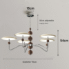 5-Head Metal & Wood Bead Chandelier (98cm Diameter) - 50cm Adjustable Hanging Chain, 15cm Ceiling Base for Modern-Natural Interiors