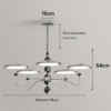5-Head Silver & Black Metal Chandelier (98cm Diameter) - 50cm Adjustable Hanging Chain, 15cm Ceiling Base for Modern Interiors