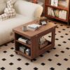 Modern wooden coffee table with storage drawers for living room