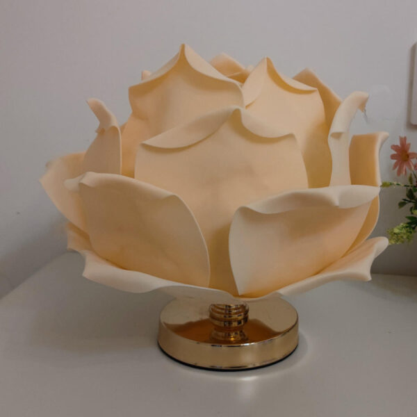 Cream Flower Table Lamp – Soft Petal Design Decorative LED Light for Bedroom, Living Room, Home Decor