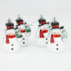 4-Piece Silver Glitter Christmas Snowman Ornament Set Set of 4 silver glitter Christmas snowman ornaments with red scarves, black top hats & small green Christmas trees - festive holiday decor for Christmas tree