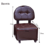 Green leather vanity stool with cushioned backrest and storage drawer