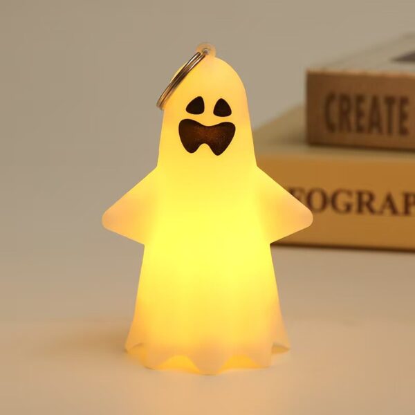 LED Ghost Night Light Keychain LED ghost night light keychain with warm yellow glow for Halloween decor