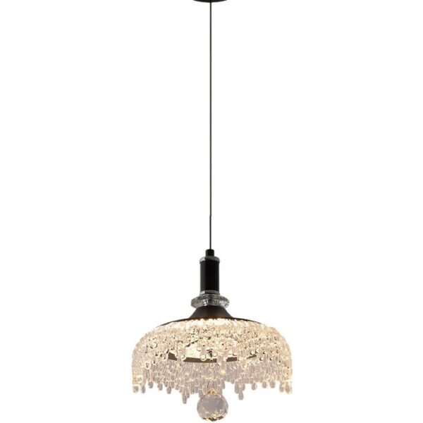 Vintage Crystal Tassel Pendant Chandelier - Black Suspension Rod with Cascading Crystal Details for Luxury Interiors