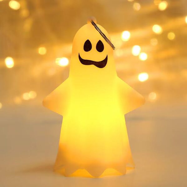 Glow Ghost Night Light – Halloween LED Decoration Glow-in-the-dark ghost night light with warm yellow LED, Halloween decorative lamp for home and party.