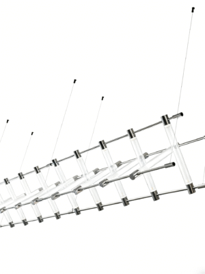 Modern Geometric LED Pendant Light - Adjustable Hanging Linear Lamp for Kitchen Dining Room