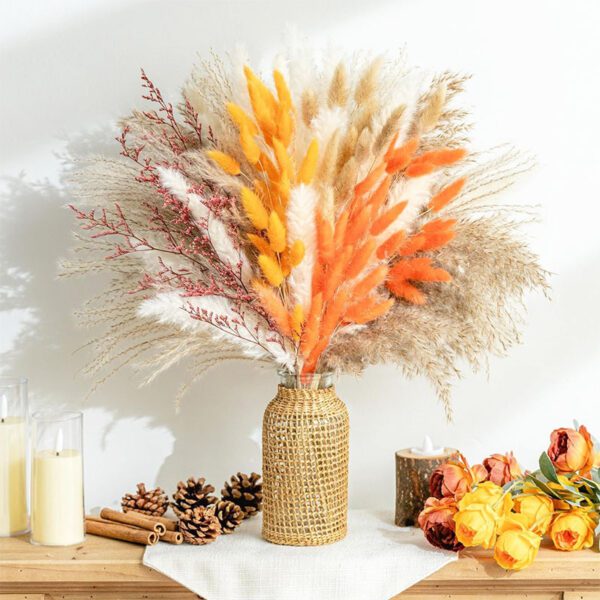 Autumn-Toned Dried Flower Bouquet - Boho Rustic Fall Home Decor Arrangement