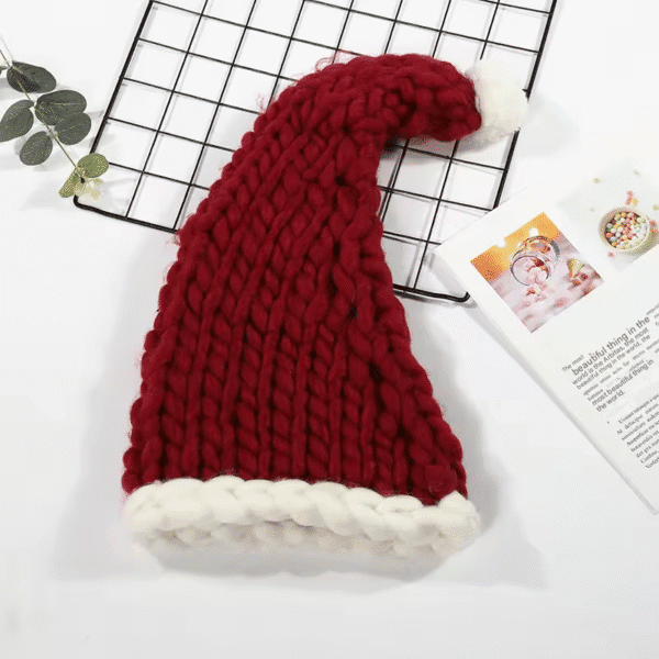 Red Knitted Santa Hat - Festive Holiday Decor Accessory