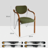 Modern Minimalist Wooden Armrest Green Fabric Leisure Chair – Dining/Living Room Chair