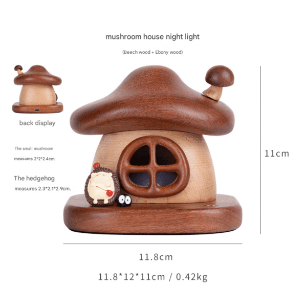 Mushroom House-shaped Rechargeable LED Night Light - Decorative Desktop Ornament for Kids’ Room