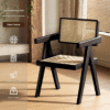 Chandigarh Chair (Black Wooden Frame with Rattan Backrest, Decorative Accent Chair)