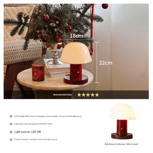 Modern Warm Style Table Lamp with Light Shade & Red Base – Decorative Desk Lighting for Home