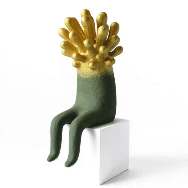 Green & Gold Figurine-shaped Home Decor Piece (with Decorative Head)