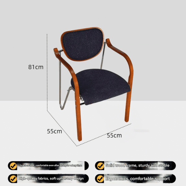 Modern Minimalist Wooden Armrest Black Fabric Leisure Chair – Dining/Living Room Chair