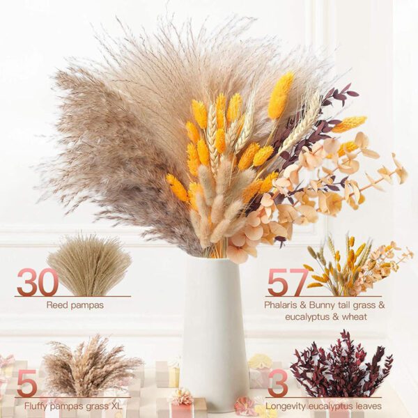 Mixed Dried Flower Bouquet Collection - Boho Rustic Home Decor Vase Arrangements