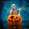 Skeleton Figurine on Jack-o’-lantern - Halloween-themed Decorative Ornament