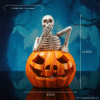 Skeleton Figurine on Jack-o’-lantern - Halloween-themed Decorative Ornament