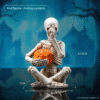 Skeleton Figurine with Jack-o’-lantern - Halloween-themed Decorative Ornament