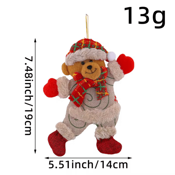 Red-themed Christmas Bear Decorative Ornament (With Size: 5.1inch/14cm & Weight: 13g Specifications)