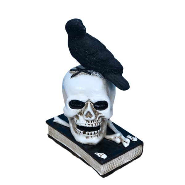 Gothic-style Decorative Ornament (Skull, Book & Crow Combination)