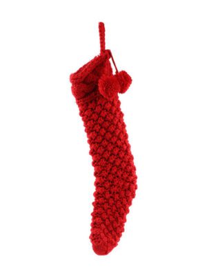 Red Knit-Style Sock-Shaped Decorative Ornament