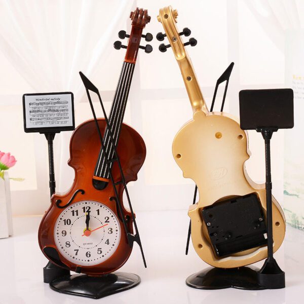 Dual Violin-shaped Decorative Clocks - Creative Desktop Ornaments (with Clock & Phone Stand)