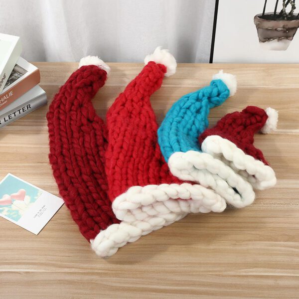 Multi-colored Knitted Santa Hats - Festive Decorative Headwear