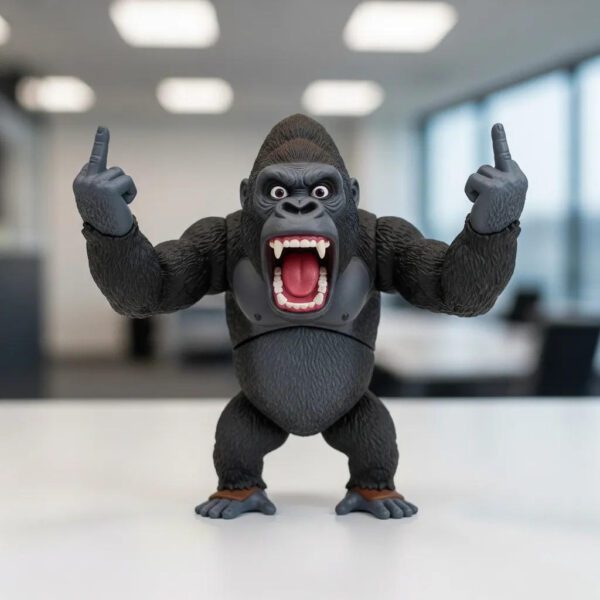 Playful Cartoon Gorilla Decor Figurine - Energetic Office & Desktop Ornament