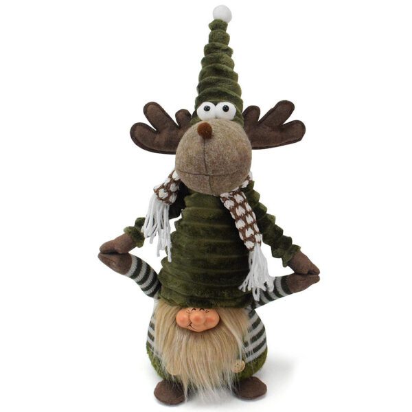 Whimsical Moose Figurine Decorative Ornament (Wearing Knit Outfit & Tall Pointed Hat)