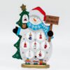 Snowman-themed Christmas Festive Decorative Piece (with Scarf & Tree Details)