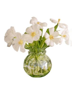 Transparent Glass Vase With White Flowers