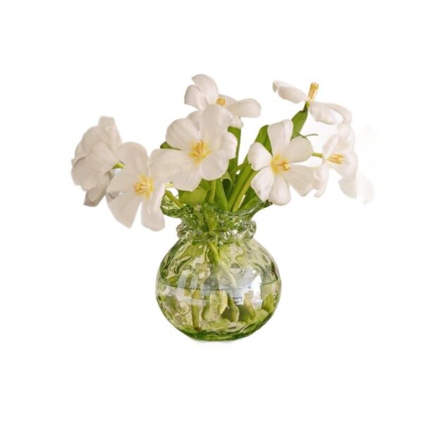 Transparent Glass Vase With White Flowers