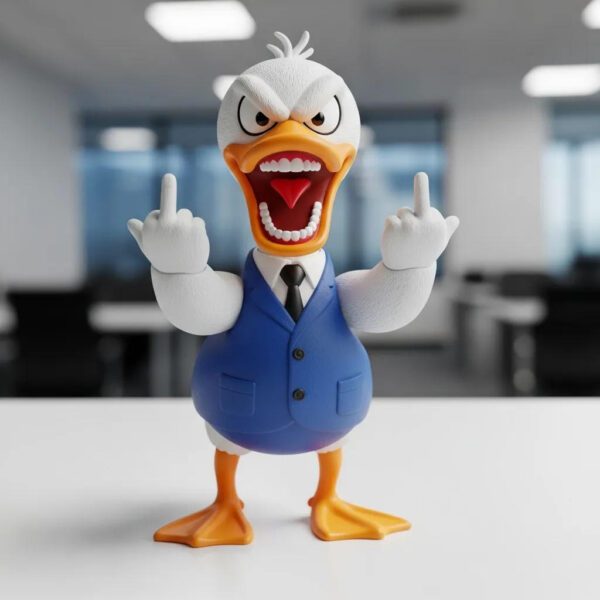 Vibrant Cartoon Duck Decor Figurine - Playful Office & Desktop Ornament