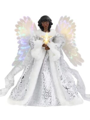 White Angel-themed Festive Decorative Figurine (with Wings & Elegant Gown Details)