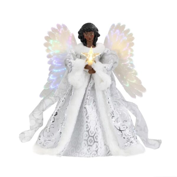 White Angel-themed Festive Decorative Figurine (with Wings & Elegant Gown Details)