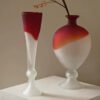 Red-to-White Gradient Decorative Vase & Ornament Set (Elegant Shapes)