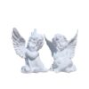 Pair of White Angel Figurine Decorative Ornaments (With Delicate Wing Details)