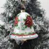 Bell-shaped Festive Ornament with Red-Green Floral & Bow Details - Holiday Decor Piece
